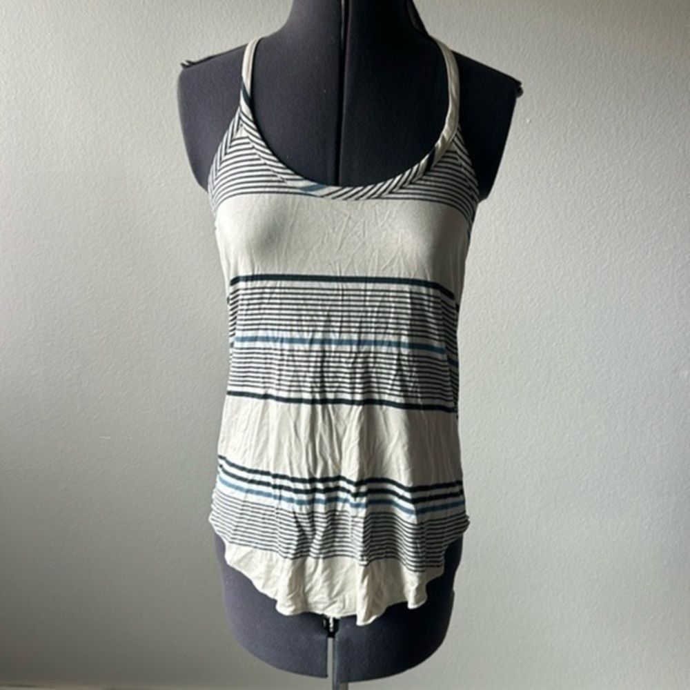 NWT Chaser top size Small Tank with Ruffled T Back Cream & Blue